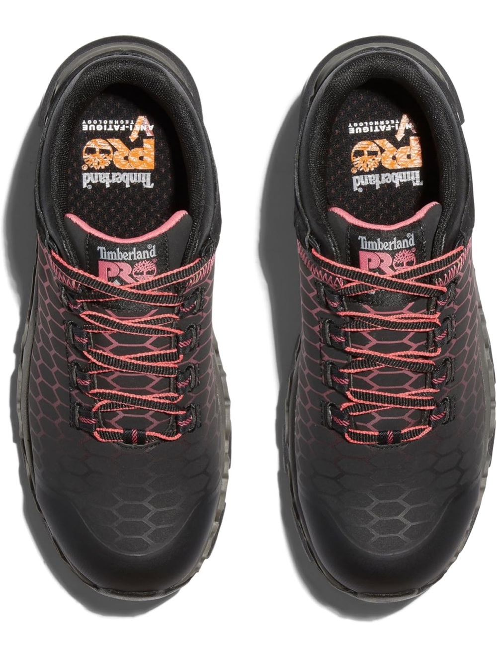 Timberland Women's Black and Pink Lace-Up powertrain work shoes6.5